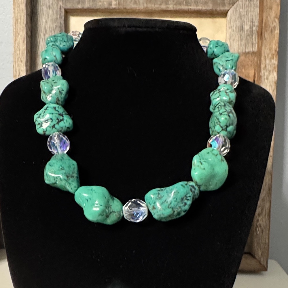 Turquoise Faux Stone Chunk Necklace - Women Jewelry